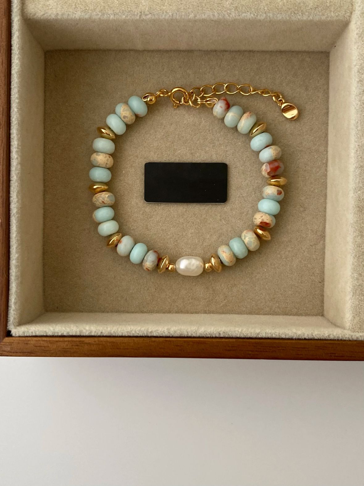 Tiger Eye Stone Blue Pattern Natural Freshwater Pearl Bracelet