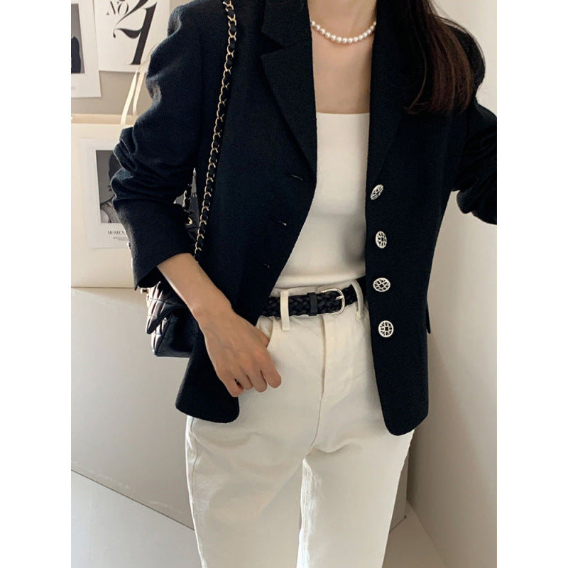 Slim-fit Tweed Jacket Long-sleeve Blazer