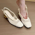 2026 French Retro Square Toe Mesh Hollow Block Heel Mary Jane Sandals For Women