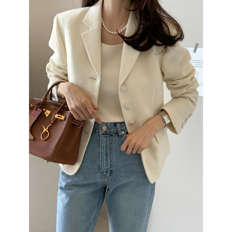Slim-fit Tweed Jacket Long-sleeve Blazer