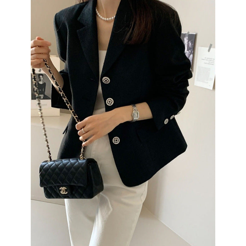 Slim-fit Tweed Jacket Long-sleeve Blazer