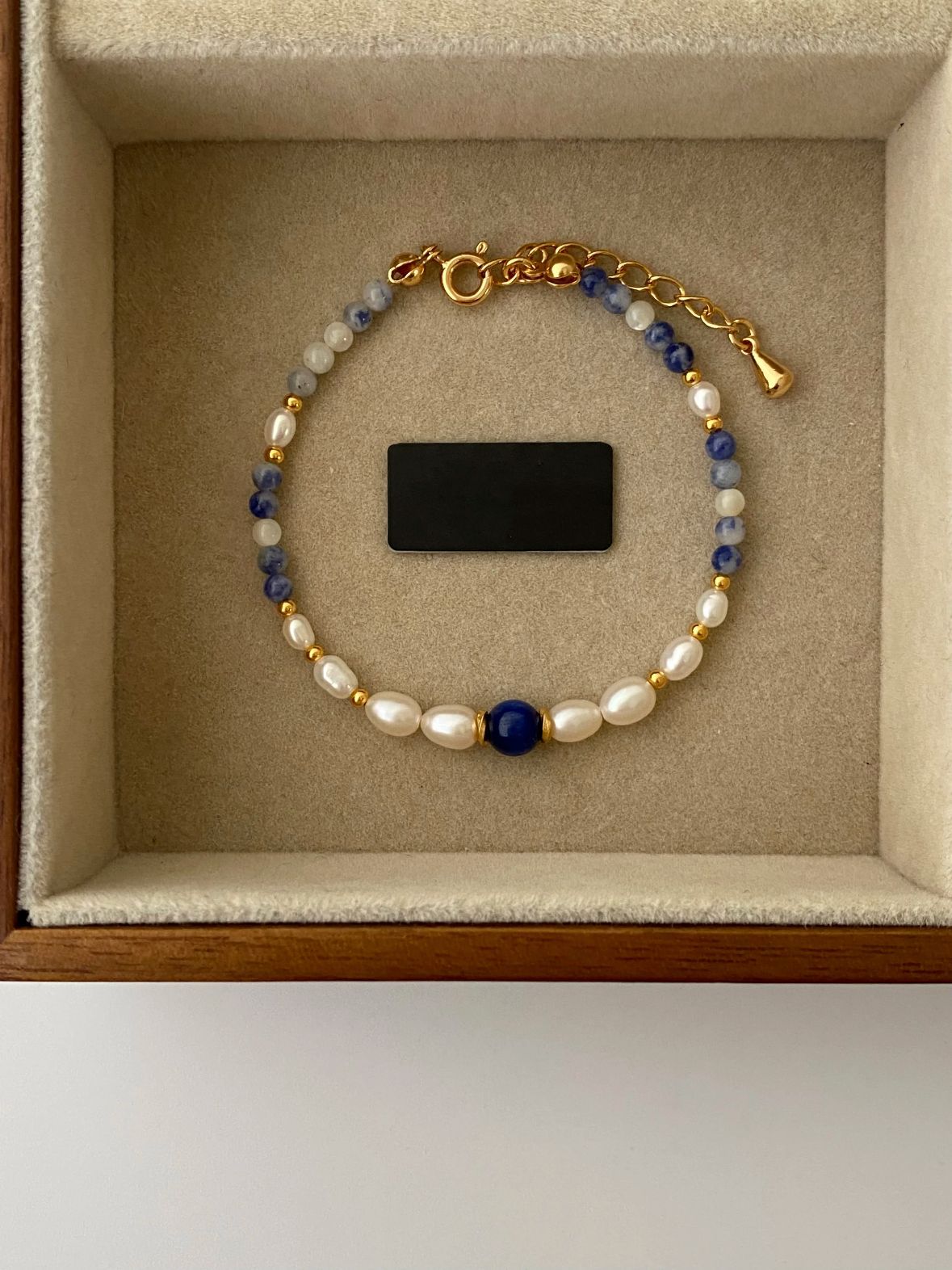 Tiger Eye Stone Blue Pattern Natural Freshwater Pearl Bracelet